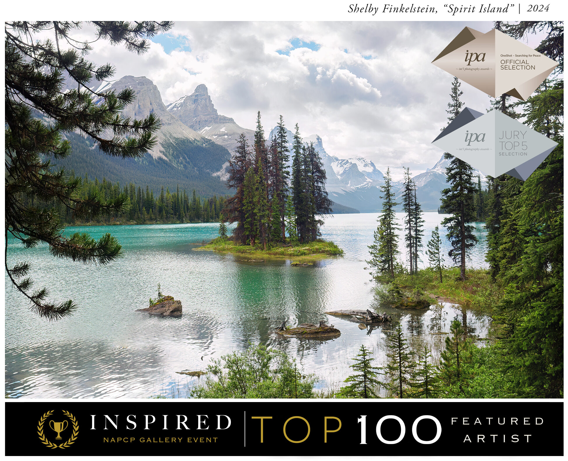 A picturesque island surrounded by serene water and mountains, selected as a Jury Top Five and Official Selection in the International Photography Awards.